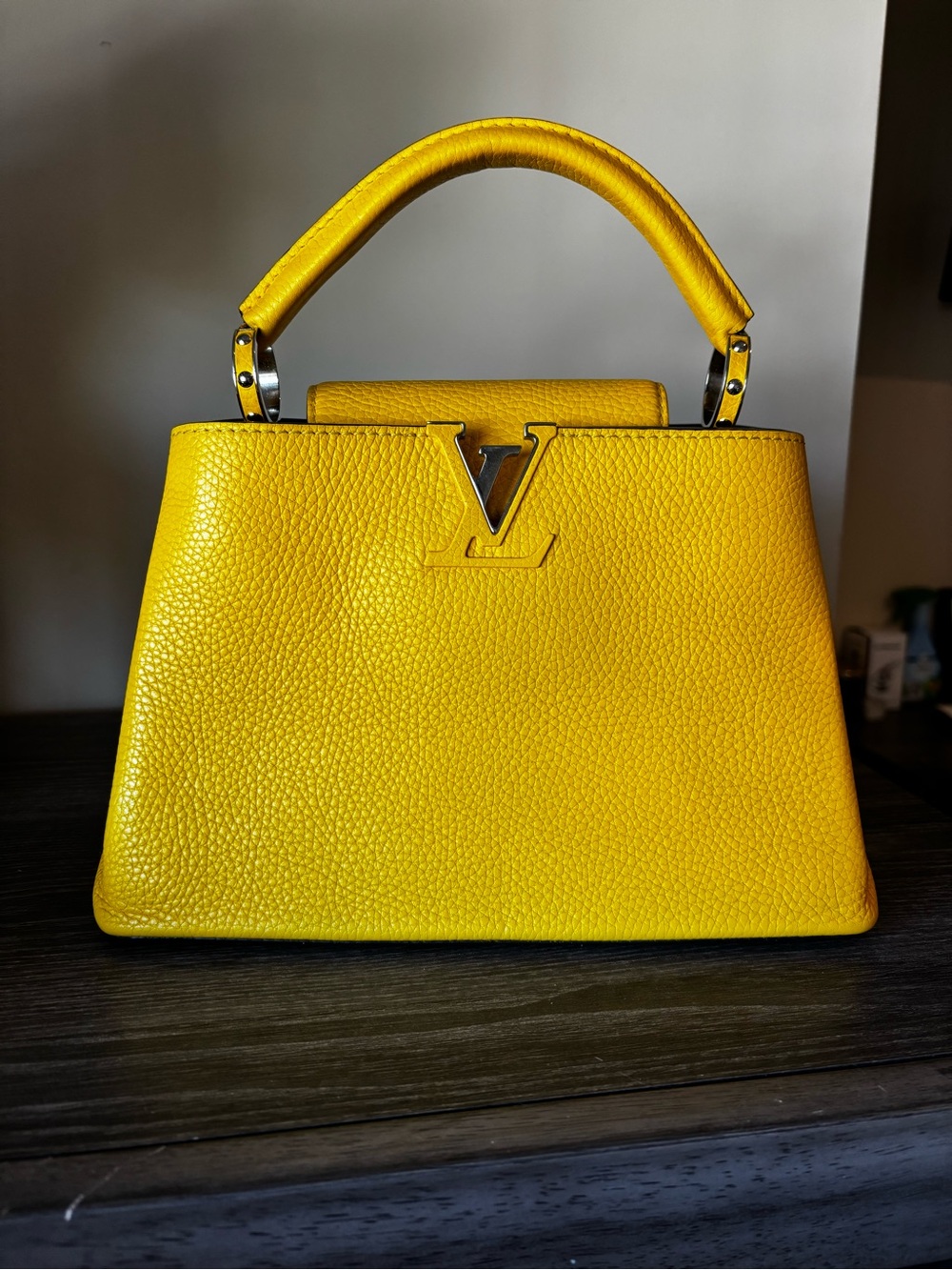 Louis Vuitton Bright Yellow Capucines Top Handle Satchel